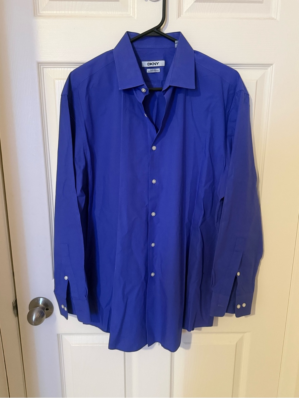 DKNY Men's Blue Button-Front Dress Shirt